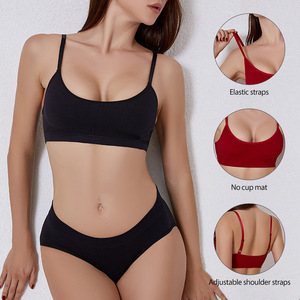 Conjuntos de lencería personalizados: Sujetador y bragas sin costuras, sexy, elástico, deportivo, bralette, top corto, traje de sujetador para mujer - Product Image 2