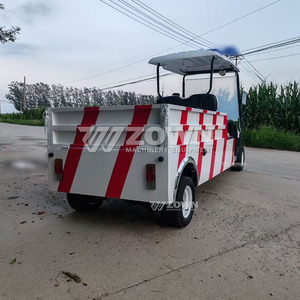 Electric Utility Cart with Red <b>White</b> Stripes and Open <b>Cargo</b> Bed for Outdoor Use - Product Image 1