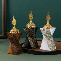 Brûleur d'encens en résine de style arabe vintage, fait main, écologique, en gros |   Décoration d'intérieur en filigrane noir et or