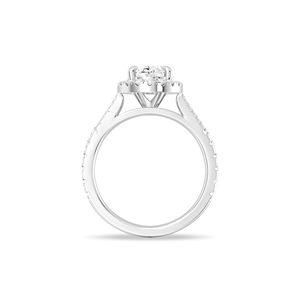 Anillo de compromiso SGARIT personalizado de oro de 14K con moissanita de 2 quilates de corte redondo y halo, con detalles en pavé, color VVS D para mujer - Product Image 4
