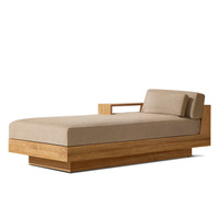 Set Sofa Seksional Patio Kontemporer Bentuk U Chaise Mewah Furnitur Kayu Jati Solid Set Lounge Luar Ruangan