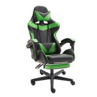 Chaise de jeu PC Racer Chaise de bureau de course verte avec repose-pieds Internet Bar Chaise d'ordinateur inclinable avec 5 roues