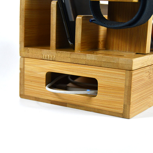 Bamboo and Wood Multi Device Manager Mobile Phone Stand Desktop Table Stand <b>Storage</b> Box - Product Image 2