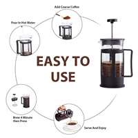 Cafetière à piston 1L en verre résistant à la chaleur pour café et thé