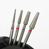 4.0mm conique rouge diamant forets à ongles plat haut ongles fraise tête de meulage pour perceuse à ongles