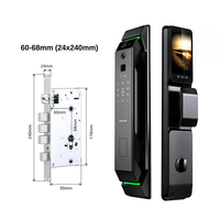 Kunci Pintu Gerbang Rumah Pintar Tuya, Pengenal Wajah, Kontrol Aplikasi Wifi, Layar Interkom, Biohacking, Kartu RFID, Cloud, Kompatibel dengan Kayu