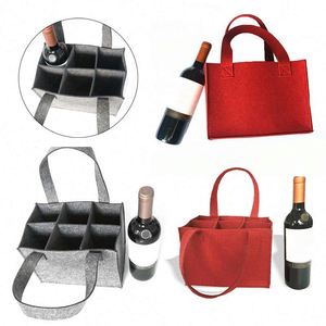 Portabotellas de vino reutilizable gris oscuro 6 botellas botella de vino de fieltro bolsa de mano - Product Image 6