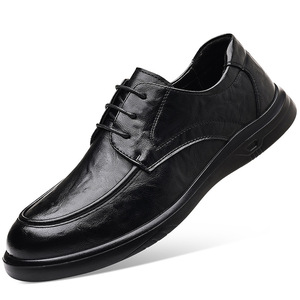 Zapatos Oxford de Cuero para Hombre, Punta Redonda, con Cordones, Negros, de Vestir, Cómodos para Bodas, para Todas las Temporadas, Estilo Sólido, Suela de Goma - Product Image 5