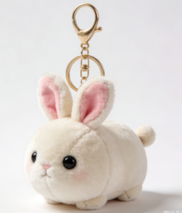 Porte-clés Lapin <span class=keywords><strong>Blanc</strong></span> Mignon en Peluche Douce et Écologique, Breloque Lapin <span class=keywords><strong>Moelleux</strong></span> pour Clés - Product Image 1