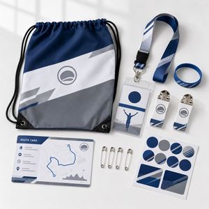Kit de récupération de colis personnalisés en gros OEM ODM pour articles promotionnels de course avec attaches pour dossards, sac à cordon, cordon tour de cou, badge et bracelet - Product Image 1
