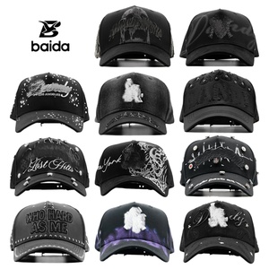 Gorras Personalizadas G5 al por Mayor, Gorras Thirty One, Gorra de Béisbol de Algodón Negro con Visera de Gamuza - Product Image 1