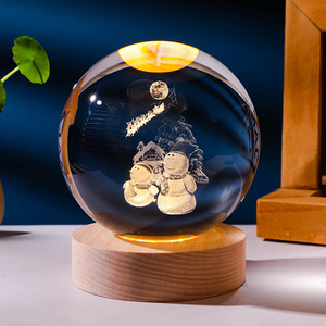 Mặt Trăng Động Vật LED Thiên Hà Planetar Giáng Sinh Bồ Công Anh Sáng Nghệ Thuật 3D Pha Lê Bóng Đêm Đèn Với Cơ Sở Bằng Gỗ - Product Image 4