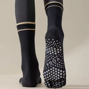 Custom Logo High Quality Knitted Five Toe Crew Yoga Grip <b>Socks</b> Anti-Slip Cotton Breathable Pilates <b>Socks</b> for Women - Product Image 3