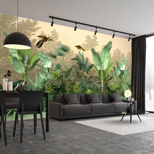 Peinture murale imperméable à l'eau imprimée en 3D personnalisée Peel & Stick Tropical <span class=keywords><strong>Jungle</strong></span> Plante Arbre Feuille Floral Léopard Oiseau Design pour <span class=keywords><strong>chambre</strong></span> à coucher - Product Image 3