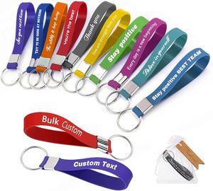 <b>Custom</b> Rubber <b>Keychain</b> Keytag, Waterproof Sport <b>Keychain</b>, Brand Logo Soft Silicone Bracelet Wristbands with Keyring - Product Image 1