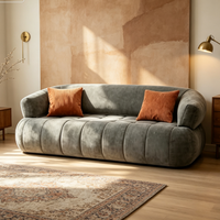 Dreisitzer-Sofa mit Stoffbezug, Hochelastischem Schaumstoff und Komprimiertem Design für Schlafzimmer, Hotels und Apartments