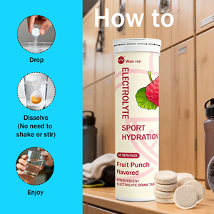 อาหารเสริมโภชนาการสำหรับนักกีฬาแบบ OEM ฉลากส่วนตัว ปราศจากน้ำตาล  ชนิดเม็ดฟู่  สำหรับการดูแลความชุ่มชื้นด้วยอิเล็กโทรไลต์  อาหารเสริมเพิ่มพลังงาน - Product Image 4