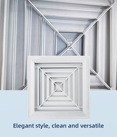 Diffuseur d'air à 4 voies en aluminium avec amortisseur de conception carrée pour les ouvertures de ventilation au plafond dans les systèmes CVC pour les sous-sols entrepôts