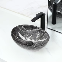 Vasque ovale en céramique de porcelaine blanche, design artistique, pour comptoir de salle de bain, avec bonde escamotable