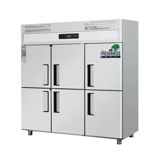 6 porte Premium serie E durevole 201 acciaio inossidabile raffreddamento ad aria efficiente congelatore verticale per cucina commerciale