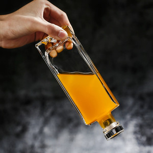 Bán Buôn Rỗng Vuông 250Ml 375Ml 500Ml <span class=keywords><strong>750Ml</strong></span> 1000Ml Whisky <span class=keywords><strong>Vodka</strong></span> Tequila Chai Rõ Ràng Vòng Glass Rượu Chai Rượu Vang - Product Image 5