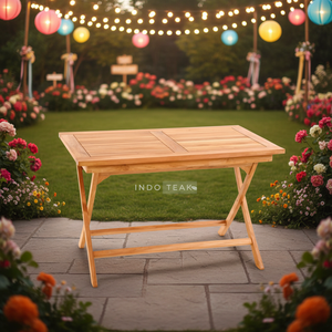 Table à manger pliante moderne Lumina ajoute une élégance intemporelle aux patios avec un design pratique en teck pour des rassemblements en plein air mémorables - Product Image 4