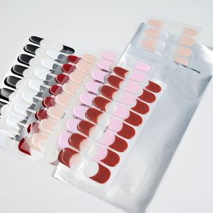 French White Edge Semi-Cured 3D Gel Nail Wrap Longue Durée Couverture Complète Imperméable Mode Couleur Autocollant Wraps-16 Conseils - Product Image 4