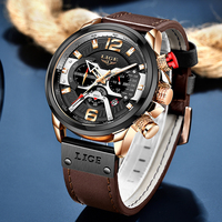 Montre pour homme en acier inoxydable et cuir, design simple, trois aiguilles, calendrier, date, 48 mm, logo personnalisé LG8917, quartz, luxe, mode