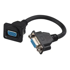 VGA tipo D con Cable de extensión hembra a hembra, Conector recto enchufable de 15 agujeros para Monitor de ordenador, proyector, VGA