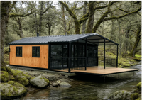Maison conteneur préfabriquée extensible en acier léger, écologique, étanche, alimentée à l'énergie solaire, mobile, bureau, cuisine, chambre
