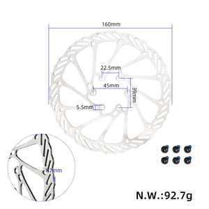 Disque de frein de 160 mm à 6 trous avec espacement des trous de 45 mm, disque de frein en acier inoxydable pour VTT et vélo de route - Product Image 2