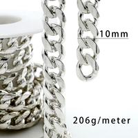Chaîne en argent sterling 925, grande chaîne de mode, maille gourmette plate 10 mm, chaîne cubaine Miami en rouleau pour homme, cadeau de mariage, fabrication de bijoux