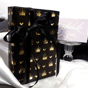 High Quality Wholesale 80g 43*300cm <b>Black</b> Gold Packaging <b>Paper</b> Gift <b>Wrapping</b> <b>Paper</b> - Product Image 5