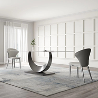 Juegos de Mesa de Comedor de Piedra Sinterizada de Mármol con 6 Asientos, Muebles de Comedor de Lujo con Patas de Metal Negro