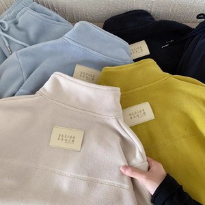 Tongxingyuan Children's Autumn Winter Boys Fleece Sweatshirt And Sweatpants Casual Two Piece Set Beige Yellow Green Blue - Product Image 3