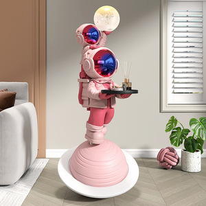 Base Decorativa con Astronauta de Fibra de Vidrio y Luz Nocturna, Escultura Creativa para Decoración del Hogar - Product Image 3