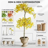 Plantes et arbres artificiels de Ginkgo jaunes, feuilles dorées en forme d'éventail, réalistes, pour la décoration intérieure et extérieure du jardin, lavables et durables