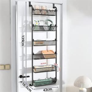 Over the Door Multi-layer Hanging Basket Shelf <b>Wire</b> Organizer <b>Storage</b> <b>Rack</b> <b>Wire</b> Display <b>Rack</b> With Five Baskets - Product Image 6