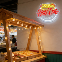 Letrero LED de Neón Retro con Diseño de Hot Dog, Lámpara de Pared Acrílica, Alimentación USB, Regulable, Clasificación IP65, Ideal para Tiendas y Fiestas