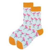 Chaussettes mi-mollet en coton unisexe pour homme et femme, motif dessin animé flamant rose, collection automne-hiver 2026, vente chaude transfrontalière