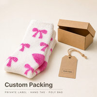 Chaussettes douces et moelleuses à motif cœur, nœud et pois, chaussettes chaudes et confortables pour femmes, chaussettes d'hiver pour la maison, lot en vrac