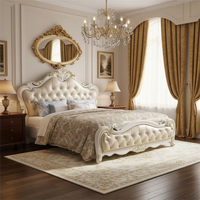 Lit King Size de Luxe en Bois Massif, Style Nordique Européen, Inclinable, Confortable, Rembourré en Cuir, avec Rangement, pour Chambre Parentale