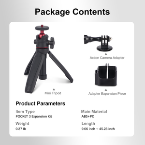Trépied télescopique rotatif à 360° Mechrig à 3 sections, kit de poche 3 en 1 pour <span class=keywords><strong>cam</strong></span>éra d'<span class=keywords><strong>action</strong></span>, téléphone, lumière d'appoint, en alliage d'aluminium léger et compact - Product Image 6