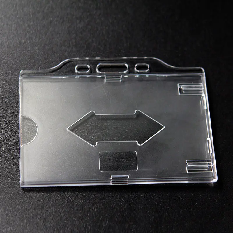 Transparent Anti-Fold Card Protector Rigid Horizontal Badge Holder Plastic ID Name Card Holder