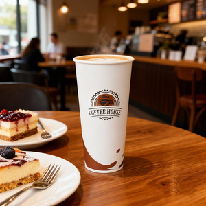 Gobelets en papier biodégradables à paroi simple, grande capacité, imperméables et de haute qualité, personnalisés pour les boissons à emporter (thé au lait) - Product Image 3