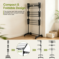 Séchoir à linge pliable à 3 niveaux, 3 vitesses, pour rangement et organisation domestique, accessoires vestimentaires