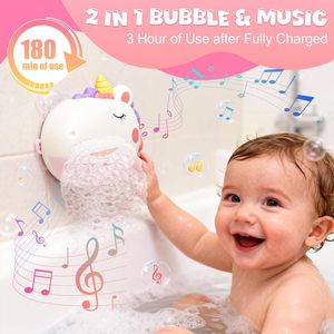 Machine à bulles de bain rechargeable EPT en forme de licorne avec musique pour les tout-petits, jouets de bain automatiques pour bébé - Product Image 3
