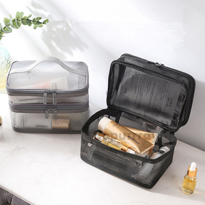 Bolsa de Cosméticos de Malla de Doble Capa con Logotipo Personalizado, Bolsas de Cosméticos de Malla de Nailon de Verano Makeway con Cierre para Maquillaje y Almacenamiento - Product Image 5