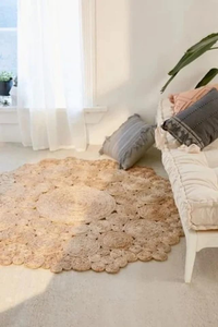 Tapis de jute tressé réversible | Tapis moderne en fibre naturelle beige Boho de 3x3 pieds pour intérieurs de ferme rustiques - Product Image 4