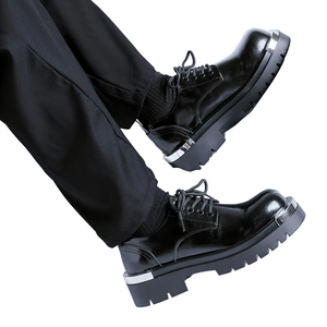 Chaussures habillées de luxe pour hommes, confortables, style Oxford, plateforme, résistantes, en PU, rehaussantes, à lacets, formelles, fermées - Product Image 5